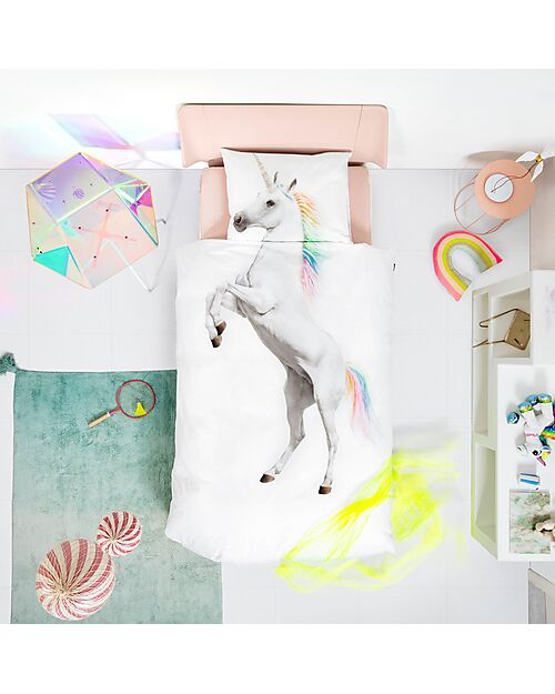 Snurk Set Copripiumino e Federa - Unicorno - Letto Singolo 155 x 220/240 cm - 100% Cotone Biologico Set Copripiumino