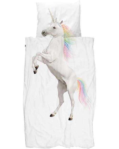 Snurk Set Copripiumino e Federa - Unicorno - Letto Singolo 155 x 220/240 cm - 100% Cotone Biologico Set Copripiumino