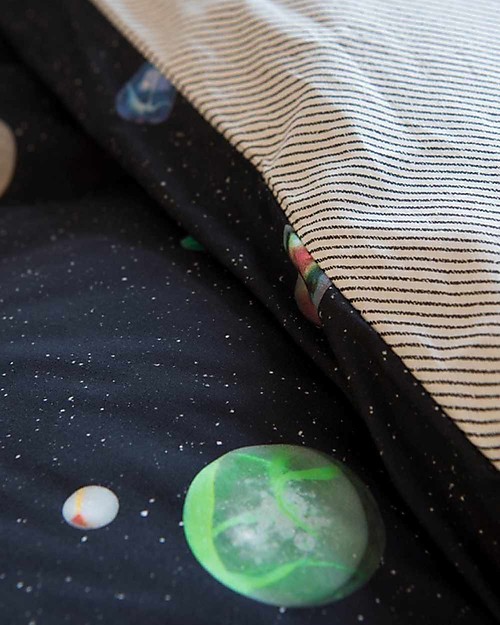 Snurk Set Copripiumino e Federa, Universo e Pianeti - Letto Singolo 140 x 200/220 cm - 100% Cotone Set Copripiumino