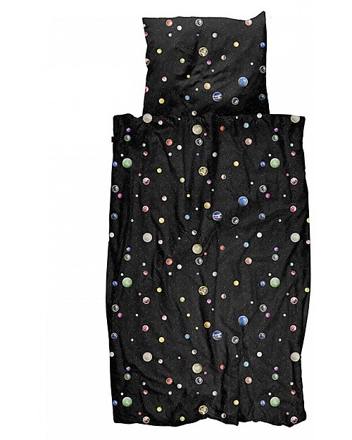 Snurk Set Copripiumino e Federa, Universo e Pianeti - Letto Singolo 140 x 200/220 cm - 100% Cotone Set Copripiumino