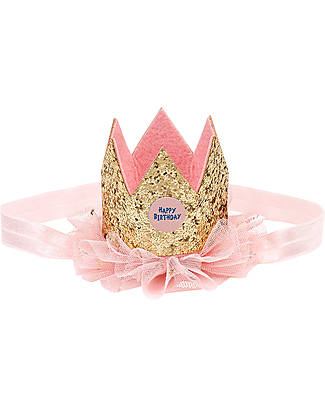Souza! Corona da Compleanno - Oro e Volant Rosa - con Elastico Travestimenti