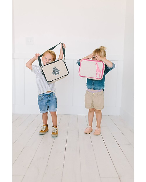 SoYoung Borsa Termica Porta Pranzo, Cerbiatto Rosa - Lino grezzo, lavabile in lavatrice! Zaini Asilo