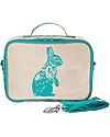 SoYoung Borsa Termica Porta Pranzo, Coniglietto Verde Acqua - Lino grezzo, lavabile in lavatrice! Zaini Asilo