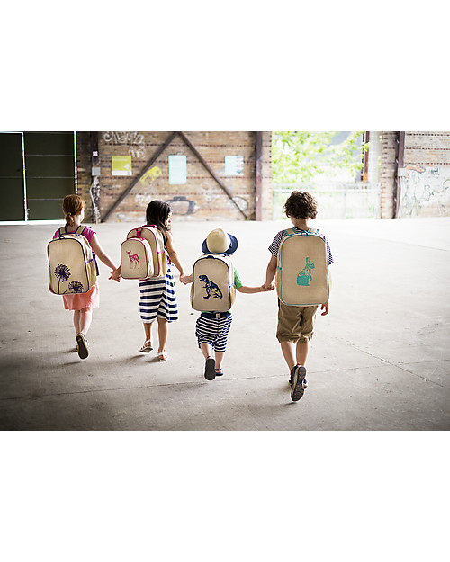SoYoung Zainetto Asilo 3-6 anni, Dinosauro Blu - Lino grezzo, lavabile in lavatrice! Zaini Scuola