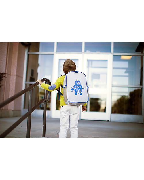 SoYoung Zaino Scuola 6-11 anni, Robot Grigio - Lino grezzo, lavabile in lavatrice! Zaini Scuola