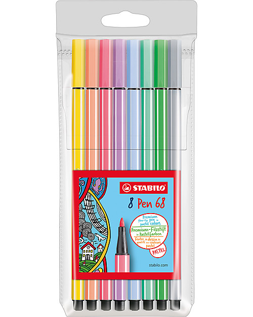 Stabilo Pennarelli Pen 68 Pastello - Confezione da 8 colori pastello assortiti Disegnare e Colorare