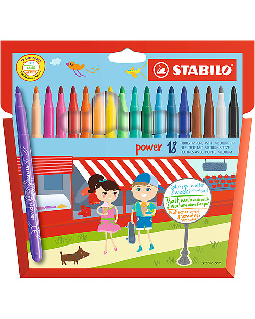 Stabilo Pennarelli Power, astuccio da 18 - colori assortiti Disegnare e Colorare