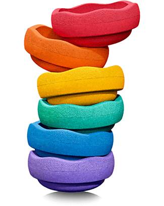 Stapelstein Set 6 Elementi Impilabili Mini - Rainbow Set - Classic - Ideali per giochi di equilibrio Giochi di Equilibrio_