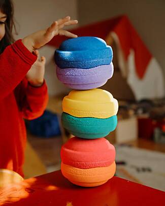 Stapelstein Set 6 Elementi Impilabili Mini - Rainbow Set - Classic - Ideali per giochi di equilibrio Giochi di Equilibrio_