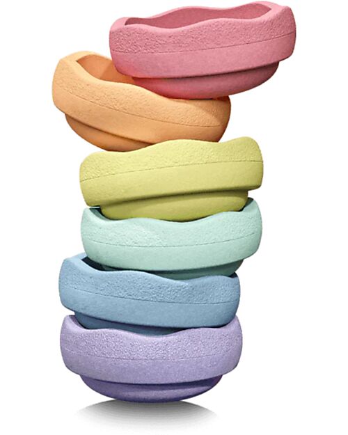 Stapelstein Set 6 Elementi Impilabili Mini - Rainbow Set - Pastello - Ideali per giochi di equilibrio Giochi di Equilibrio_