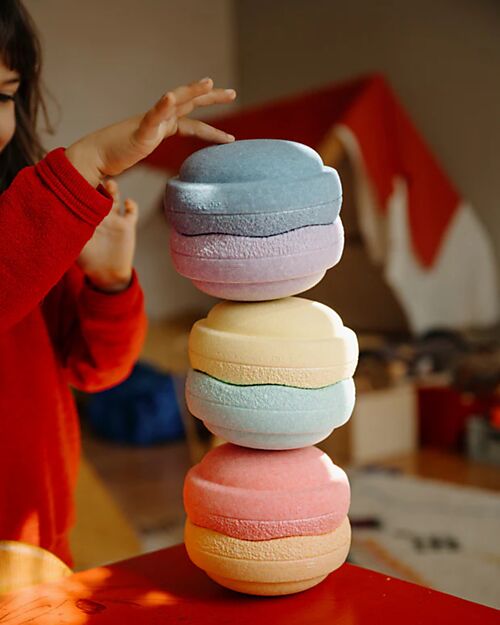 Stapelstein Set 6 Elementi Impilabili Mini - Rainbow Set - Pastello - Ideali per giochi di equilibrio Giochi di Equilibrio_