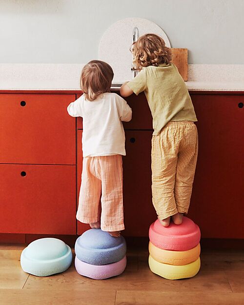 Stapelstein Set 6 Elementi Impilabili - Rainbow Pastel Edition - Ideale per esercizi di equilibrio! Giochi di Equilibrio_