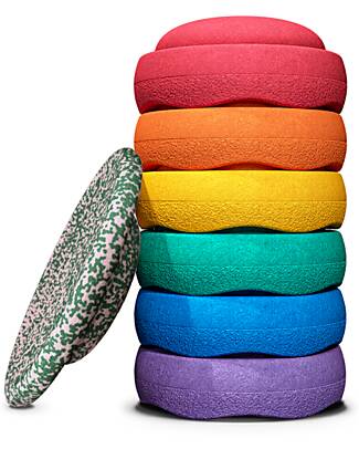 Stapelstein Set 6 Elementi Impilabili + Tavola Blush - Rainbow Set - Classico - Edizione Limitata Giochi di Equilibrio_