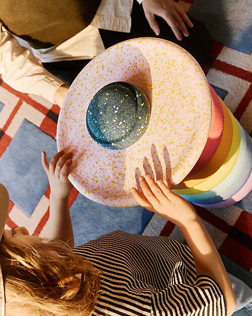 Stapelstein Set 6 Elementi Impilabili + Tavola Petal + Mini Pond - Rainbow Pastel - Edizione Limitata Giochi di Equilibrio_