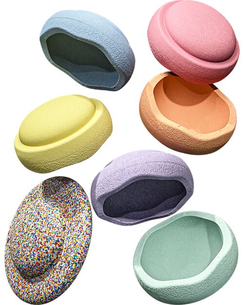 Stapelstein Set 6 Elementi Impilabili + Tavola - Rainbow Pastel Edition - Ideali per esercizi di equilibrio Giochi di Equilibrio_