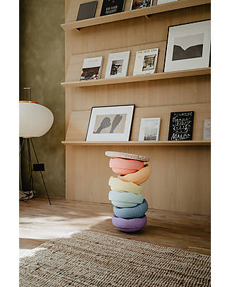Stapelstein Set 6 Elementi Impilabili + Tavola - Rainbow Pastel - Ideali per esercizi di equilibrio Giochi di Equilibrio_