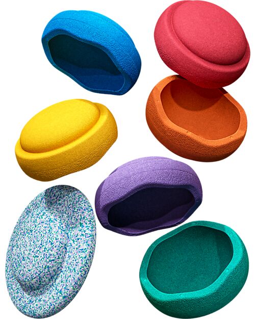 Stapelstein Set 6 Elementi Impilabili + Tavola - Winter Special Rainbow Set - Classic - Ideali per esercizi di equilibrio Giochi di Equilibrio_