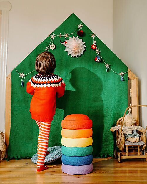 Stapelstein Set 6 Elementi Impilabili + Tavola - Winter Special Rainbow Set - Classic - Ideali per esercizi di equilibrio Giochi di Equilibrio_