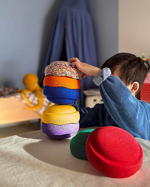 Stapelstein Set 7 Elementi Impilabili Mini - Rainbow Set - Classic - Ideali per esercizi di equilibrio Giochi di Equilibrio_