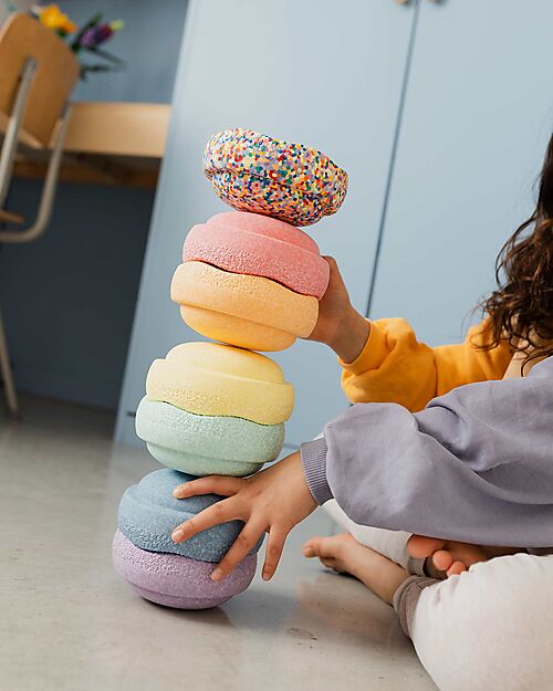 Stapelstein Set 7 Elementi Impilabili Mini - Rainbow Set - Pastello - Ideali per esercizi di equilibrio Giochi di Equilibrio_