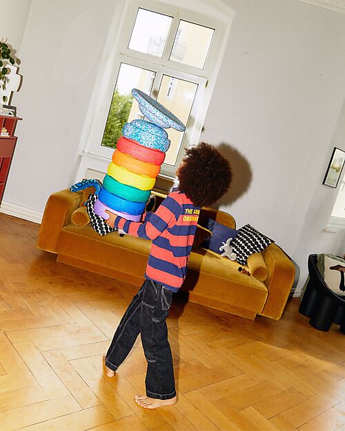 Stapelstein Set 7 Elementi Impilabili + Tavola - Winter Special Rainbow Set - Classic - Ideali per esercizi di equilibrio Giochi di Equilibrio_