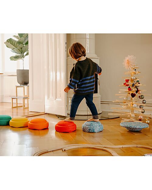 Stapelstein Set 7 Elementi Impilabili + Tavola - Winter Special Rainbow Set - Classic - Ideali per esercizi di equilibrio Giochi di Equilibrio_