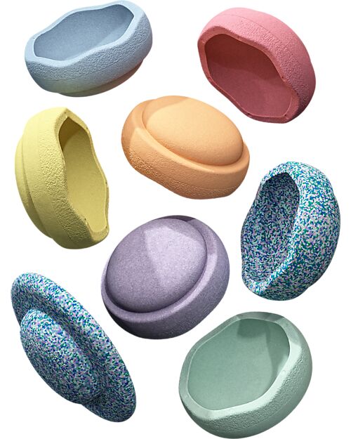 Stapelstein Set 7 Elementi Impilabili + Tavola - Winter Special Rainbow Set - Pastello - Ideali per esercizi di equilibrio Giochi di Equilibrio_