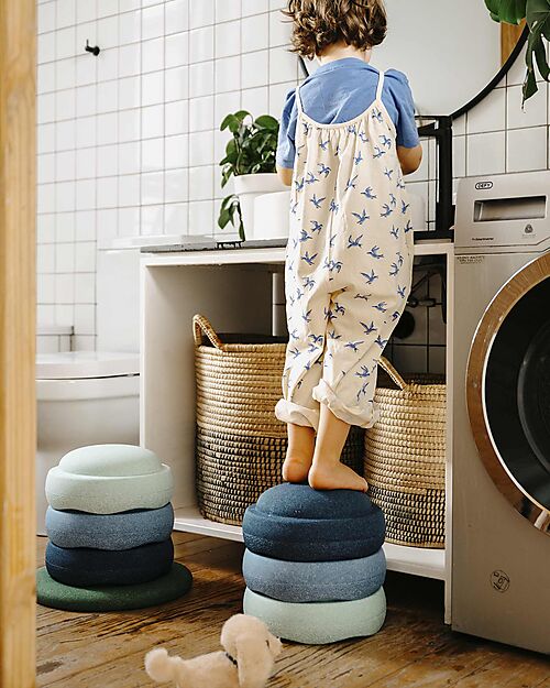 Stapelstein Set Standard 7 Pezzi - Waters & Greens - Materiale Sostenibile Giochi di Equilibrio_