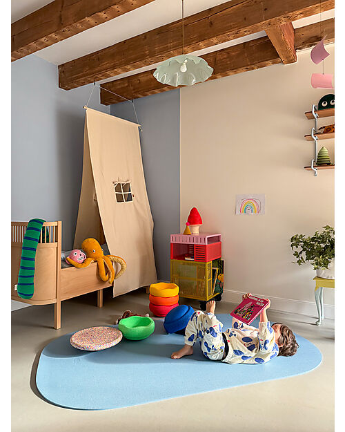 Stapelstein Tappetino Versatile - Celeste - Materiale Riciclato - per il Movimento e il Benessere in Famiglia Tappeti Gioco