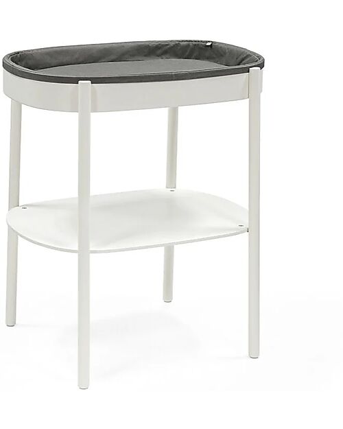 Stokke Fasciatoio Sleepi Ovale - Bianco - Materassino Imbottito Incluso - Realizzato con Legno di Faggio Fasciatoi