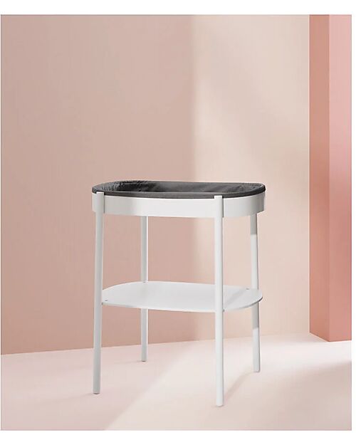 Stokke Fasciatoio Sleepi Ovale - Bianco - Materassino Imbottito Incluso - Realizzato con Legno di Faggio Fasciatoi