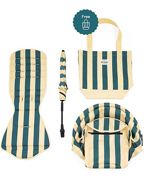Stokke Kit Estivo Collezione Riviera - Monaco - Rivestimento per Passeggino YOYO3 + Parasole e Borsa in Omaggio Passeggini Leggeri