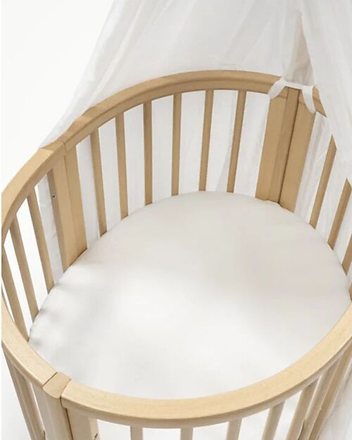 Stokke Lenzuolo con Angoli per Culla Evolutiva Sleepi Mini V3 - Bianco - 100% Cotone Biancheria Culla