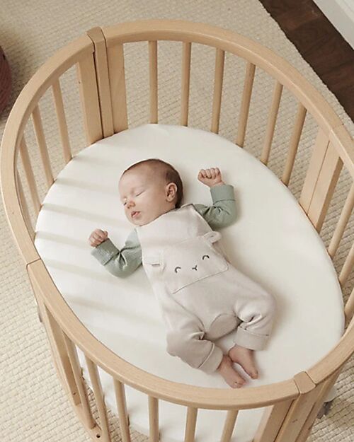 Stokke Lenzuolo con Angoli per Culla Evolutiva Sleepi Mini V3 - Bianco - 100% Cotone Biancheria Culla