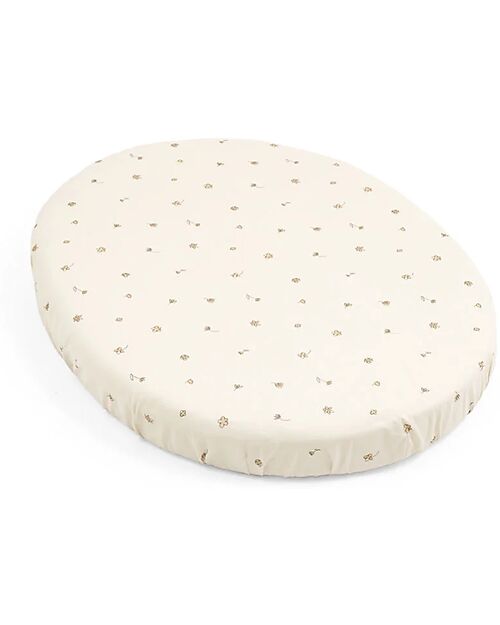 Stokke Lenzuolo con Angoli per Culla Evolutiva Sleepi Mini V3 - Fiori - 100% Cotone Biancheria Culla