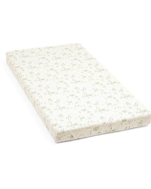 Stokke Lenzuolo con Angoli per Lettino Nighti - Sage Green Map - Cotone Biologico (OCS) Lenzuola e Federe