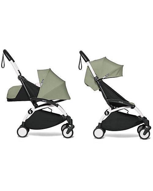 Stokke Passeggino Duo BABYZEN YOYO 2 - Telaio Bianco + Rivestimento Olivec0+ e 6+ Passeggini Trio e Duo