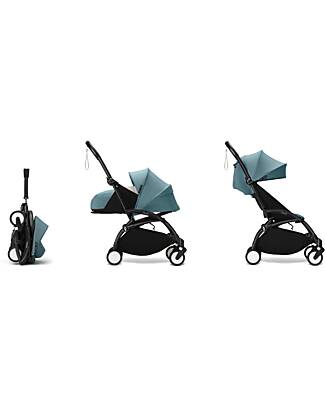 Stokke Passeggino Duo YOYO3 Acqua - Telaio Nero - Seduta 6+ e Kit Neonati 0+ Passeggini Trio e Duo