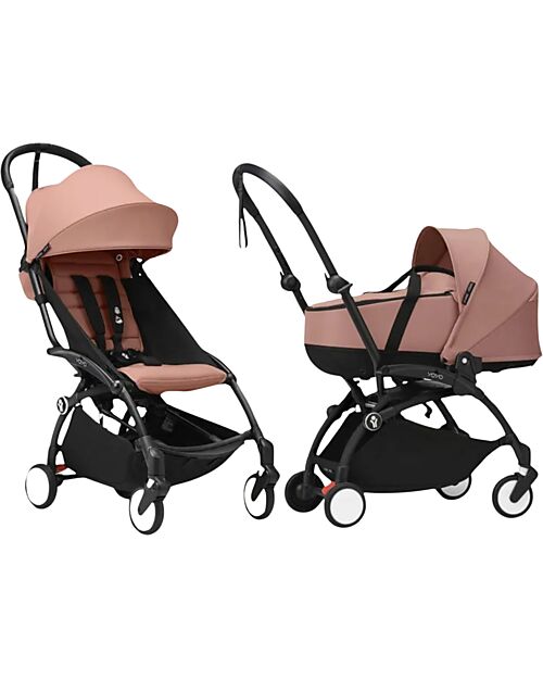 Stokke Passeggino Duo YOYO3 Ginger - Telaio Nero + Navicella 0+ e Seduta 6+ Passeggini Trio e Duo