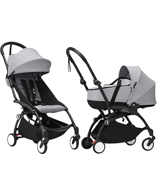 Stokke Passeggino Duo YOYO3 Grigio - Telaio Nero + Navicella 0+ e Seduta 6+ Passeggini Trio e Duo