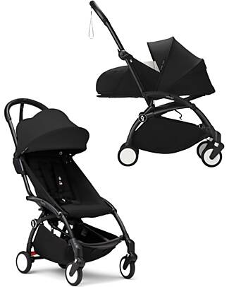 Stokke Passeggino Duo YOYO3 Nero - Telaio Nero - Seduta 6+ e Kit Neonati 0+ Passeggini Trio e Duo