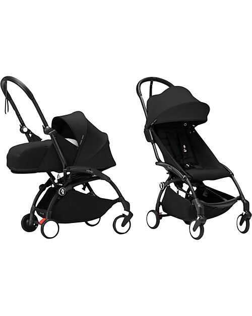 Stokke Passeggino Duo YOYO3 Nero - Telaio Nero - Seduta e Kit Neonato 0+ Passeggini Leggeri
