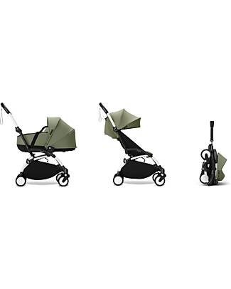 Stokke Passeggino Duo YOYO3 Oliva - Telaio Bianco + Navicella 0+ e Seduta 6+ Passeggini Trio e Duo