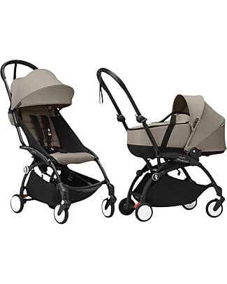 Stokke Passeggino Duo YOYO3 Taupe - Telaio Nero + Navicella 0+ e Seduta 6+ Passeggini Trio e Duo