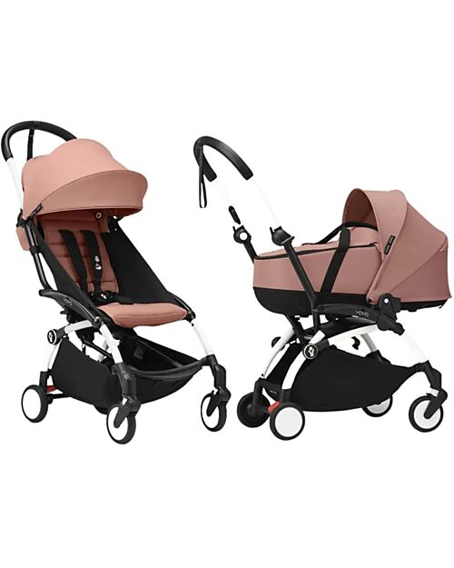 Stokke Passeggino Duo YOYO3 - Telaio Bianco + Navicella Bassinet Ginger 0+ e rivestimento 6+ Passeggini Trio e Duo