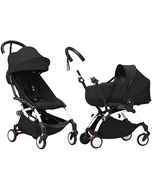 Stokke Passeggino Duo YOYO3 - Telaio Bianco + Navicella Bassinet Nero 0+ e rivestimento 6+ Passeggini Trio e Duo