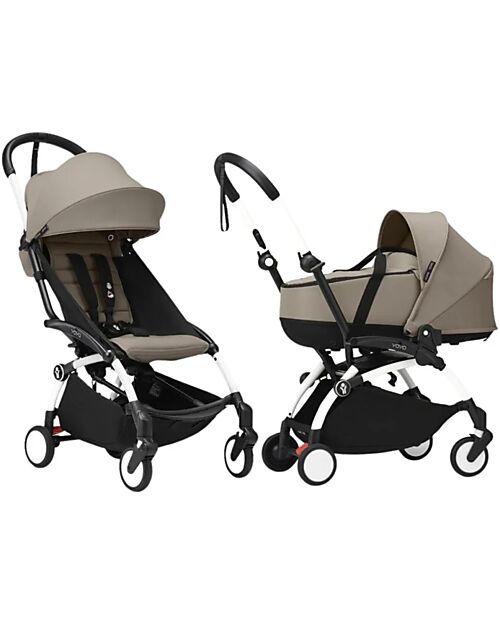 Stokke Passeggino Duo YOYO3 - Telaio Bianco + Navicella Bassinet Talpa 0+ e rivestimento 6+ Passeggini Trio e Duo