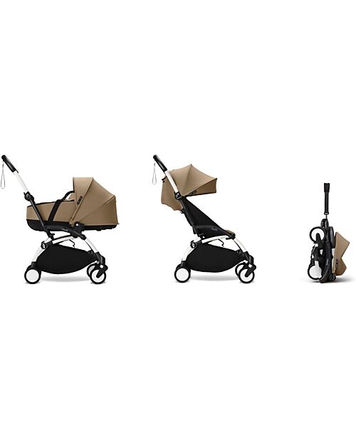 Stokke Passeggino Duo YOYO3 Toffee - Telaio Bianco + Navicella 0+ e Seduta 6+ Passeggini Trio e Duo
