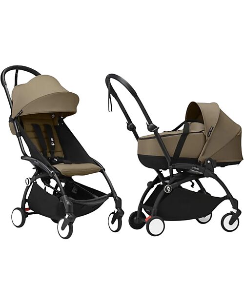 Stokke Passeggino Duo YOYO3 Toffee - Telaio Nero + Navicella 0+ e Seduta 6+ Passeggini Trio e Duo