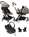 Stokke Passeggino Trio YOYO3 - Telaio Bianco + Navicella Bassinet Tortora 0+ e 6+ Seggiolino Auto + Adattatori Passeggini Leggeri